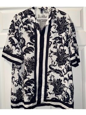 H&M White Shirt with Black Floral Print